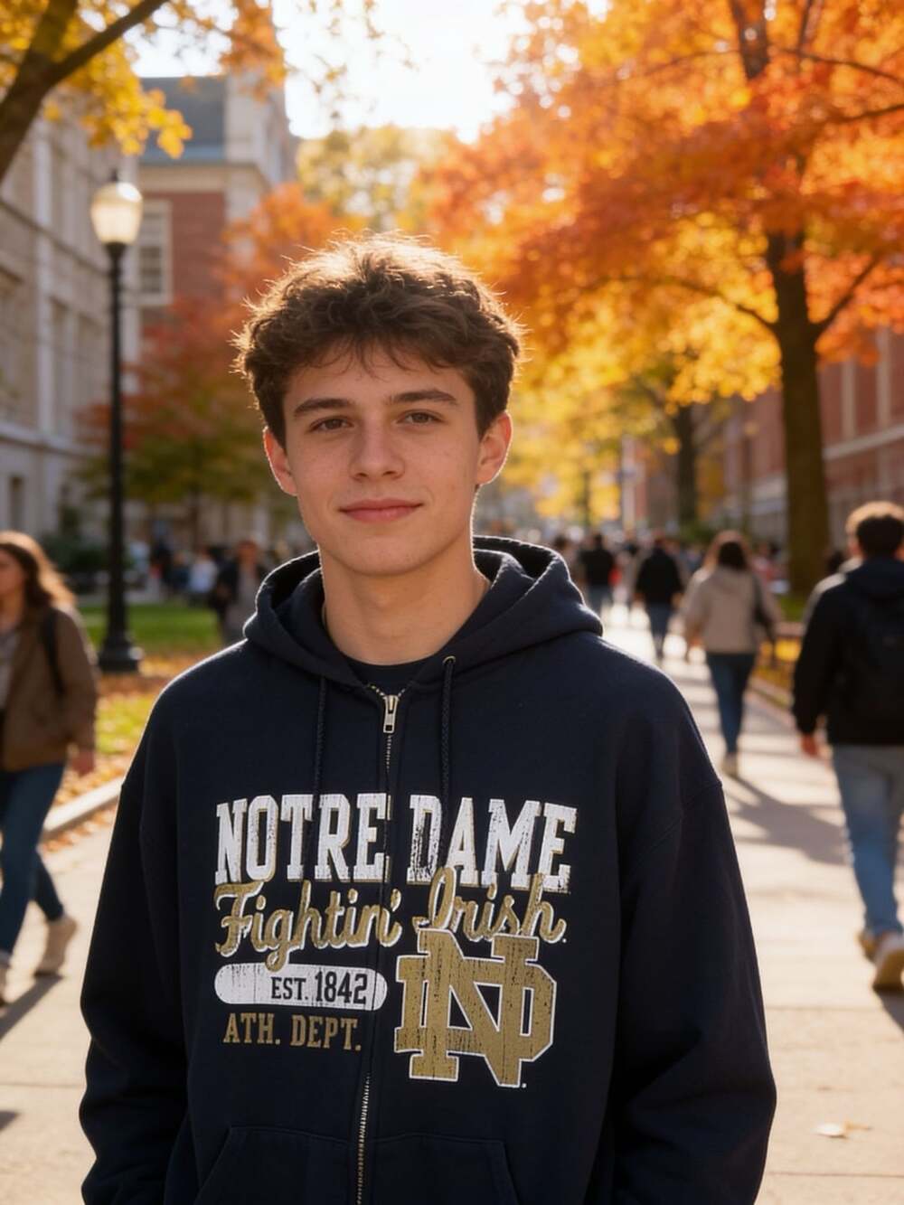 Champion Notre Dame Fighting Irish Eco Fleece Zip-Up Hoodie Navy XL
